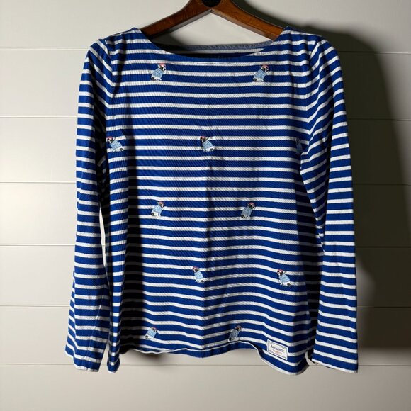 Talbots Royal Blue & White Stripe Shirt with Frenchies  Size Large - Picture 3 of 7
